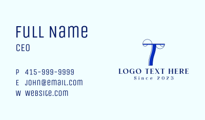 Blue Vintage Letter T Business Card Image Preview