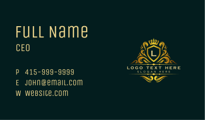 Luxury Ornament Crown Shield Business Card Image Preview