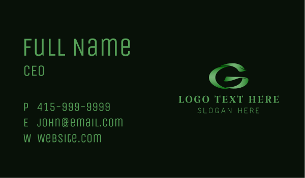 Stylish Green Letter G Business Card Design Image Preview