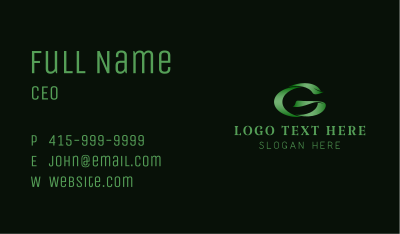 Stylish Green Letter G Business Card Image Preview