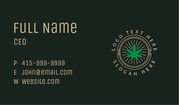 Marijuana Leaf Badge Business Card Design Image Preview