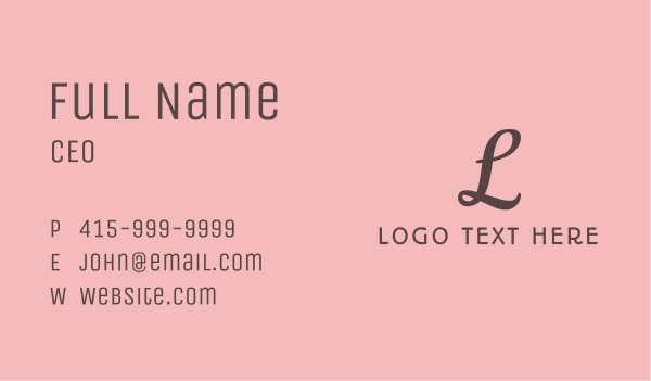 Glam Photography Letter Business Card Design Image Preview