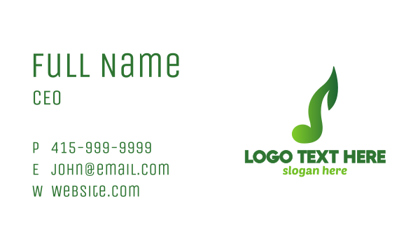 Green Leaf Music Business Card Design