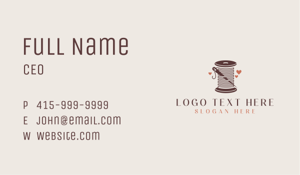 Thread Needle Heart Seamstress  Business Card Design Image Preview