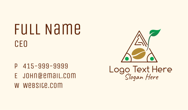 Triangle Coffee Bean Leaf Business Card Design Image Preview