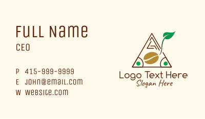 Triangle Coffee Bean Leaf Business Card Image Preview