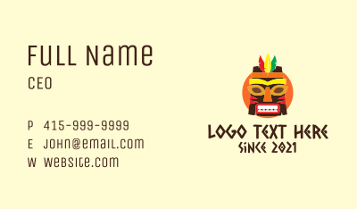 Colorful Tribal Mask  Business Card
