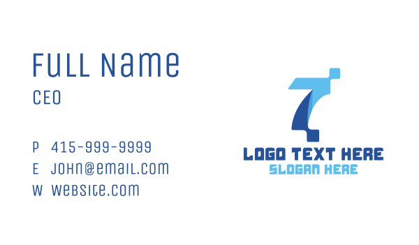 Blue Digital Number 7 Business Card Design Image Preview