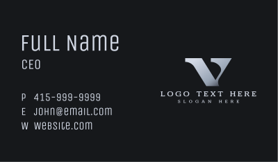 Classic Metallic Letter V Business Card Image Preview