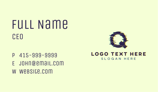 Digital Anaglyph Letter Q Business Card Design Image Preview