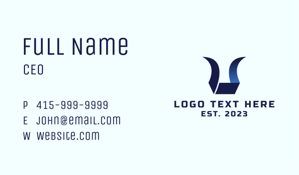 Blue Horn Letter U Business Card Design Image Preview
