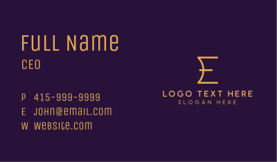 Golden Letter E Business Card Image Preview