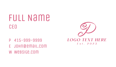 Wedding Calligraphy Letter P  Business Card Image Preview