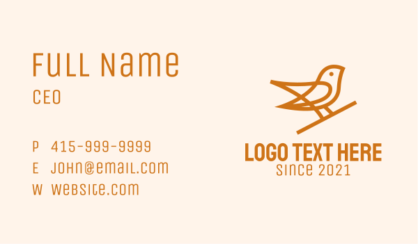 Brown Bird Monoline  Business Card Design Image Preview