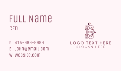 Botanical Floral Letter B Business Card Image Preview