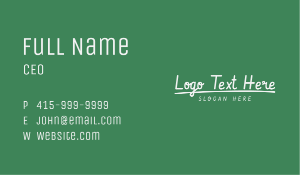 Handwritten Chalk Wordmark Business Card Design Image Preview