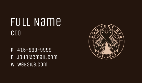 Lumberjack Chainsaw Carpenter Business Card Design Image Preview
