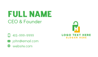 Green Yellow H Padlock Business Card Image Preview