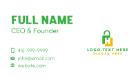 Green Yellow H Padlock Business Card Design