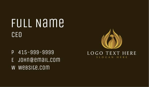 Mythical Phoenix Gold Business Card Design Image Preview