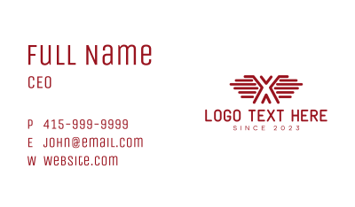 Letter X Wing Business Card Image Preview
