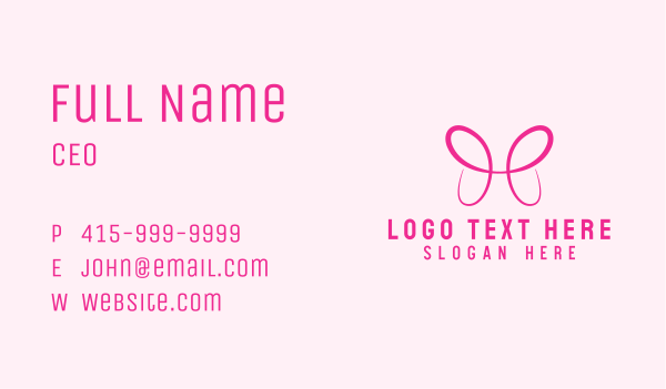 Pink Butterfly Letter H Business Card Design Image Preview