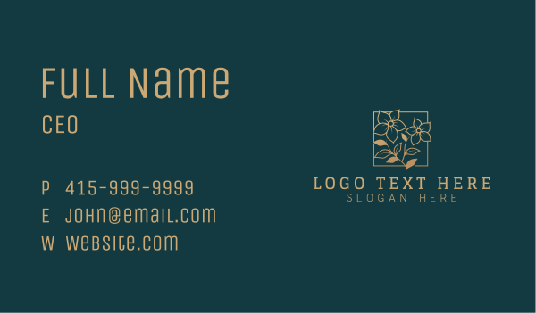 Gold Bloom Flower  Business Card Design Image Preview
