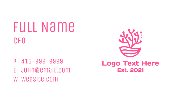 Minimalist Pink Coral  Business Card Design Image Preview