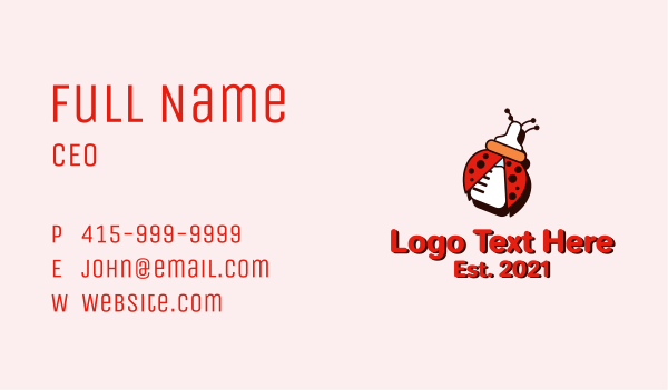 Ladybug Baby Bottle Business Card Design Image Preview