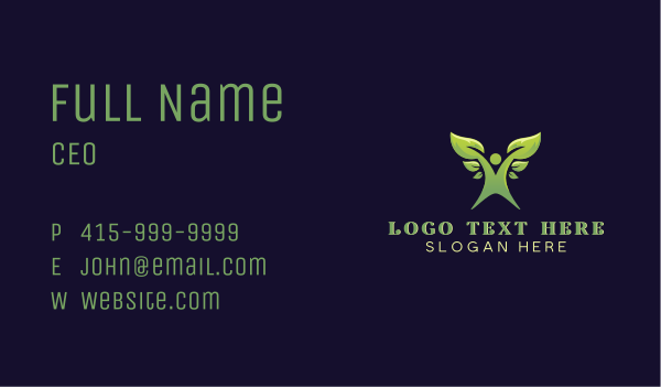 Eco Leaf Person Gardening Business Card Design Image Preview