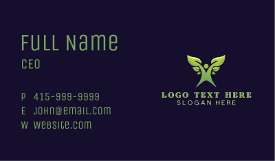 Eco Leaf Person Gardening Business Card Image Preview