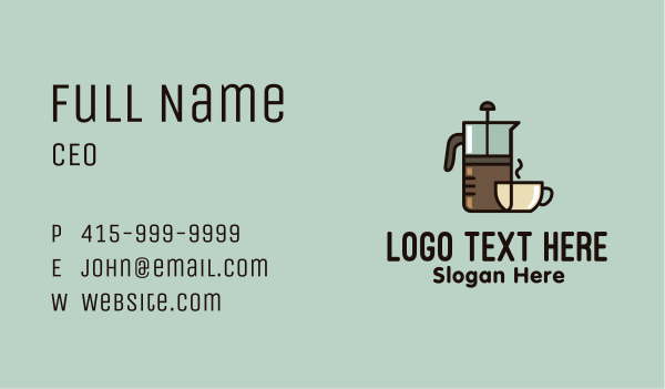French Press Coffee Business Card Design Image Preview