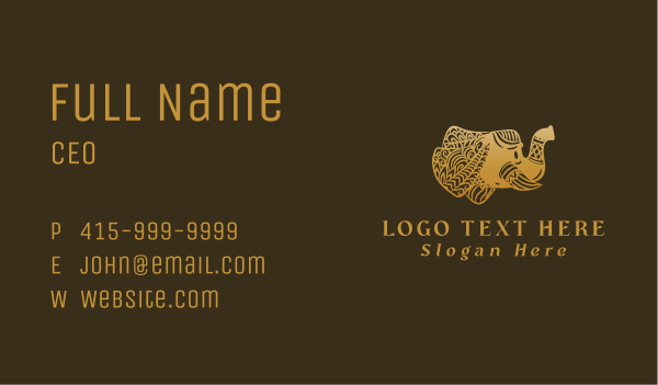 Gold Elephant Mandala Business Card Design Image Preview