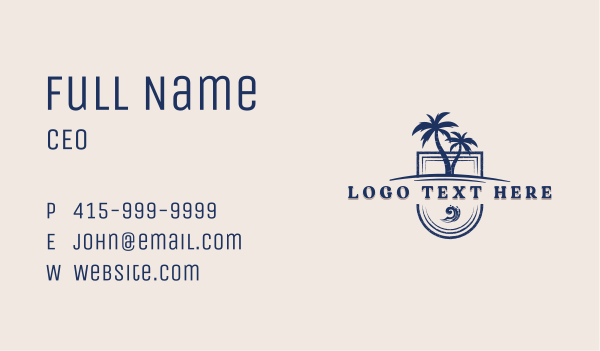 Palm Tree Resort Business Card Design Image Preview