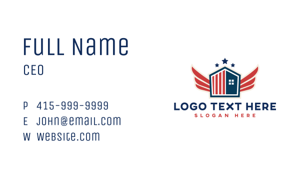 American House Patriotic Business Card Design Image Preview