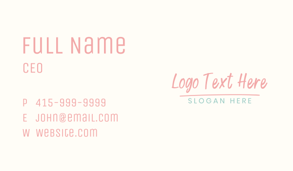 Cute Retro Wordmark Business Card Design Image Preview