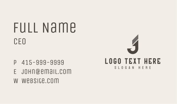 Modern Professional Letter J Business Card Design Image Preview