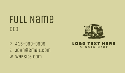 Green Dump Truck Business Card Image Preview