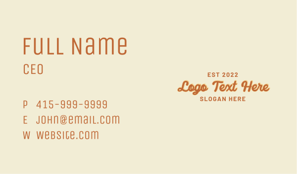 Retro Style Wordmark Business Card Design Image Preview