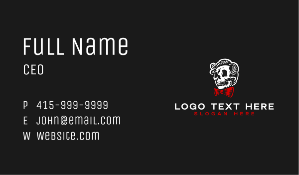 Bowtie Hair Skull Business Card Design Image Preview