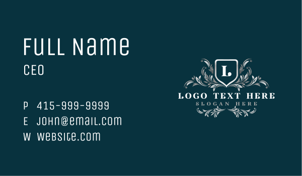 Shield Floral Insignia Business Card Design Image Preview