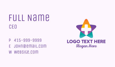 Multicolor Medical Cross Star Business Card Image Preview