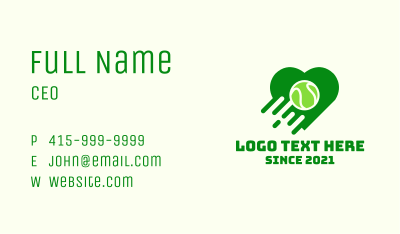 Tennis Ball Heart Business Card Image Preview