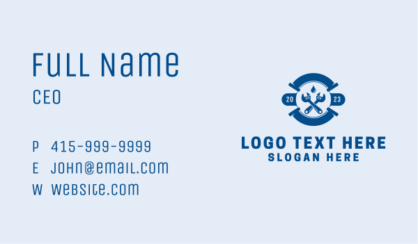 Blue Wrench Plumbing Business Card Design Image Preview