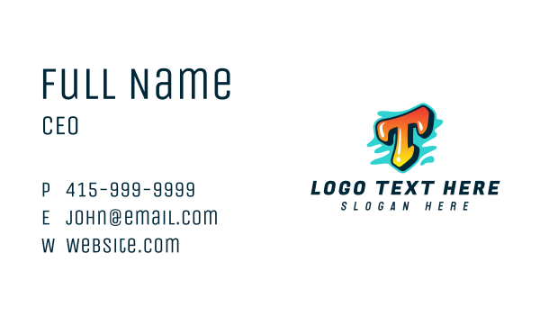 Funky Graffiti Letter T Business Card Design Image Preview
