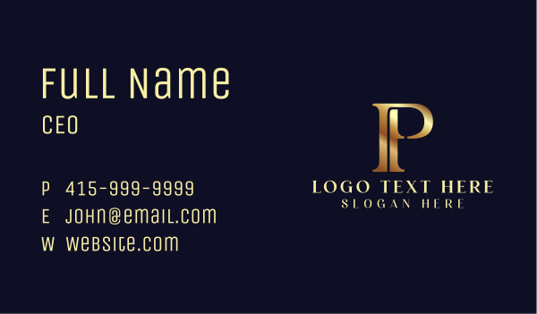 Elegant Gold Letter P Business Card Design Image Preview