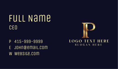 Elegant Gold Letter P Business Card Image Preview