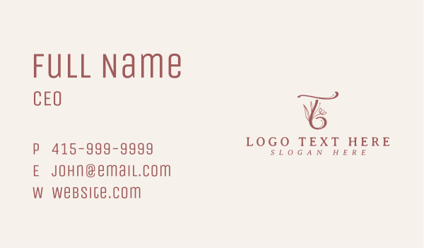 Floral Calligraphy Letter T Business Card Design Image Preview