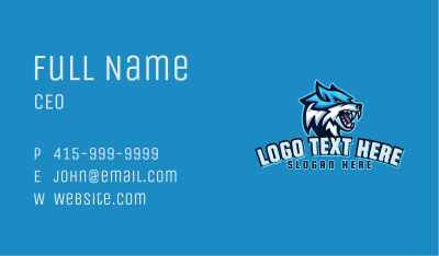Blue Angry Wolf Gaming Business Card Image Preview