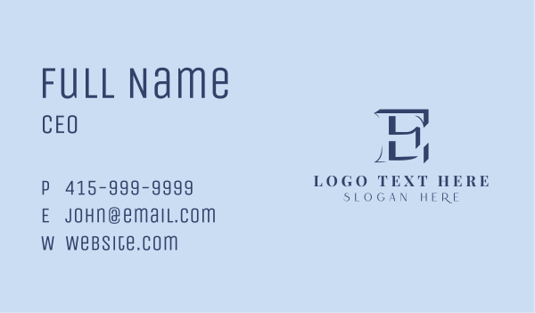 Blue Company Letter E Business Card Design Image Preview